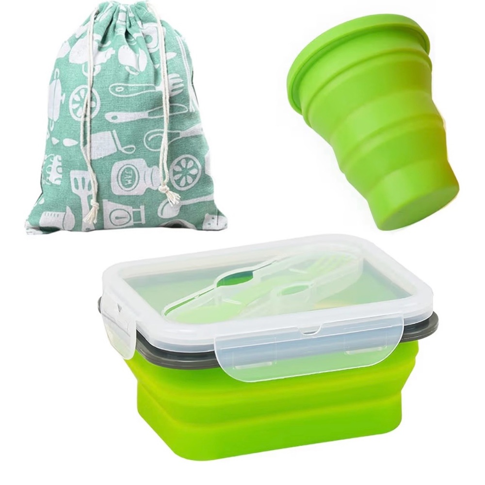 New Silicone Collapsible Bowls for Snacks with Lid Foldable Cup and Storage Bag